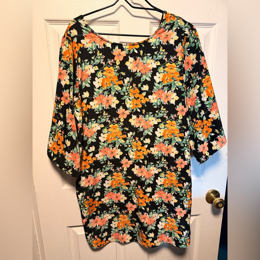 Floral Black and Orange Women's Dress